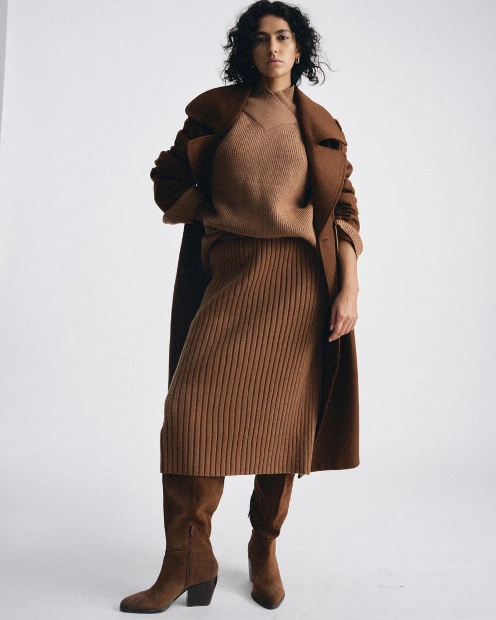 Universal Standard Brown Ribbed Midi Skirt Size 18